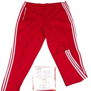 Adidas Tracksuit Pants Mens XL Red 70s Vintage German Tag Foot Strap Ankle Zips